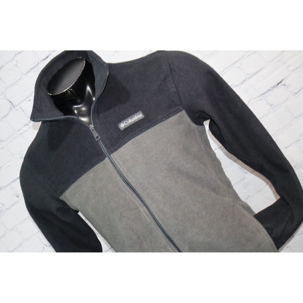 Columbia Fleece Jacket Mens Medium Gray Black Full Zip Steens Mountain WM3220